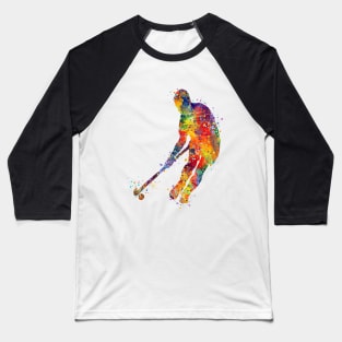 Boy Field Hockey Player Silhouette Baseball T-Shirt